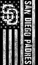 San Diego Padres Black And White American Flag logo heat sticker