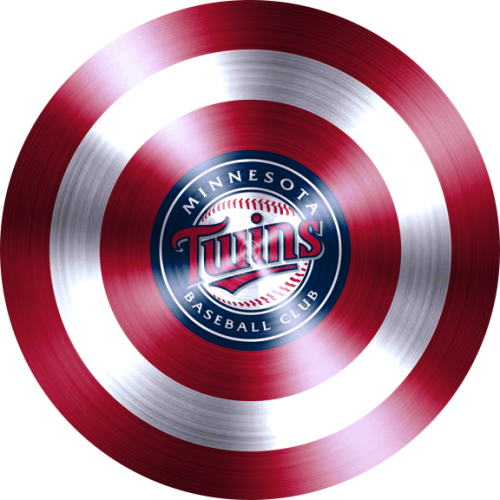 Captain American Shield With Minnesota Twins Logo heat sticker