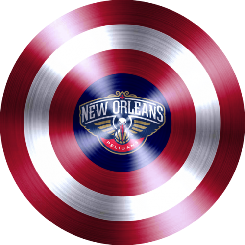 Captain American Shield With New Orleans Pelicans Logo heat sticker