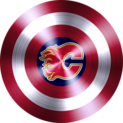 Captain American Shield With Calgary Flames Logo heat sticker