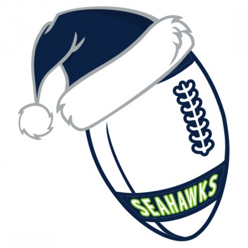 Seattle Seahawks Football Christmas hat logo heat sticker