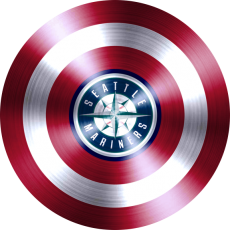 Captain American Shield With Seattle Mariners Logo heat sticker