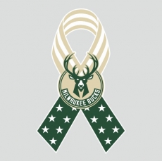 Milwaukee Bucks Ribbon American Flag logo heat sticker