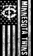 Minnesota Twins Black And White American Flag logo heat sticker