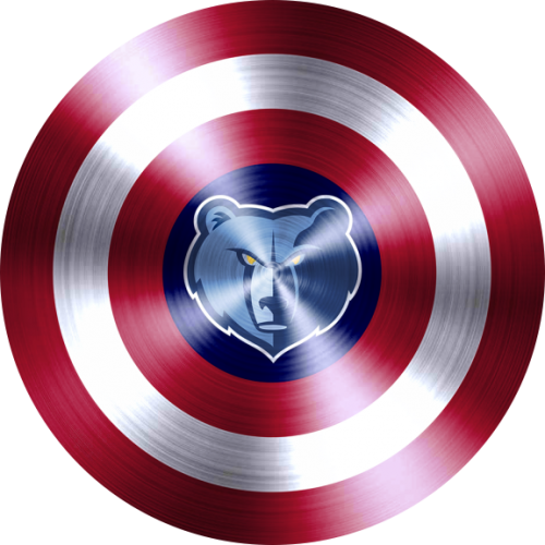 Captain American Shield With Memphis Grizzlies Logo heat sticker