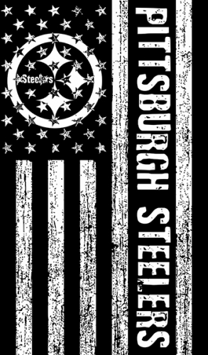 Pittsburgh Steelers Black And White American Flag logo heat sticker