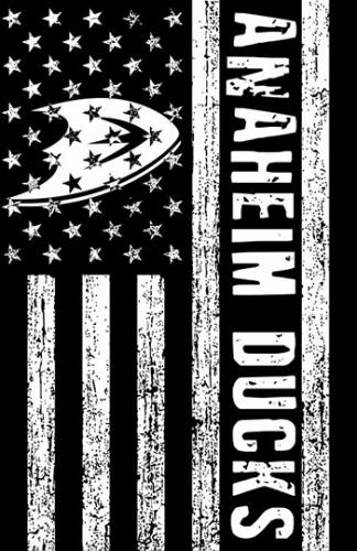 Anaheim Ducks Black And White American Flag logo heat sticker