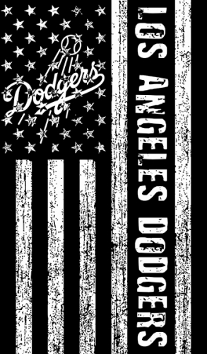 Los Angeles Dodgers Black And White American Flag logo heat sticker