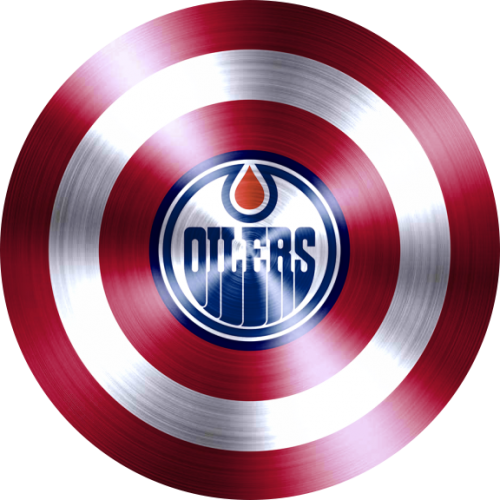 Captain American Shield With Edmonton Oilers Logo heat sticker