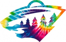 Minnesota Wild rainbow spiral tie-dye logo heat sticker