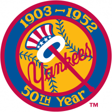 New York Yankees 1952 Anniversary Logo 02 heat sticker