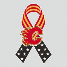 Calgary Flames Ribbon American Flag logo custom vinyl decal