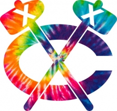 Chicago Blackhawks rainbow spiral tie-dye logo heat sticker