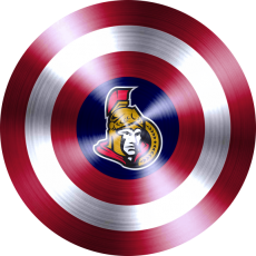 Captain American Shield With Ottawa Senators Logo heat sticker