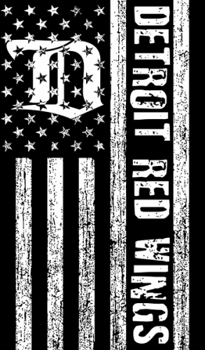 Detroit Red Wings Black And White American Flag logo heat sticker