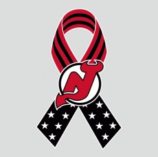 New Jersey Devils Ribbon American Flag logo heat sticker