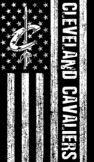 Cleveland Cavaliers Black And White American Flag logo heat sticker