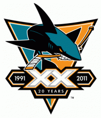 San Jose Sharks 2010 11 Anniversary Logo 04 heat sticker