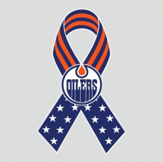 Edmonton Oilers Ribbon American Flag logo heat sticker
