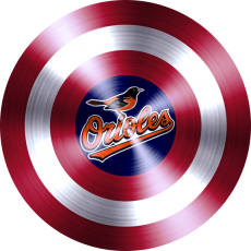 Captain American Shield With Baltimore Orioles Logo heat sticker