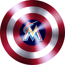 Captain American Shield With Miami Marlins Logo heat sticker