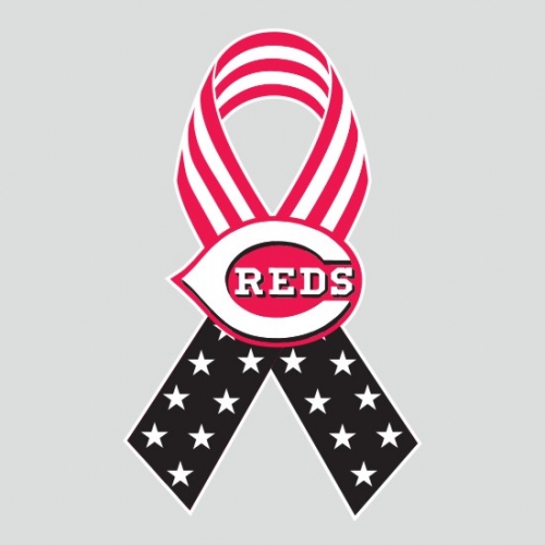 Cincinnati Reds Ribbon American Flag logo heat sticker