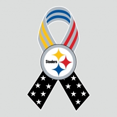 Pittsburgh Steelers Ribbon American Flag logo heat sticker