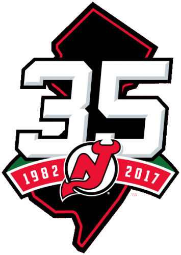 New Jersey Devils 2017 18 Anniversary Logo heat sticker