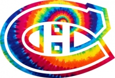 Montreal Canadiens rainbow spiral tie-dye logo heat sticker