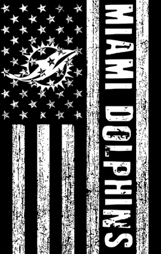 Miami Dolphins Black And White American Flag logo heat sticker