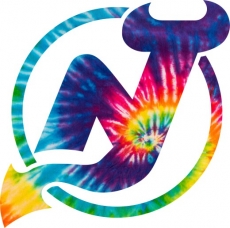 New Jersey Devils rainbow spiral tie-dye logo heat sticker