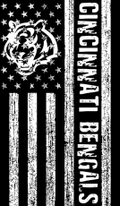Cincinnati Bengals Black And White American Flag logo heat sticker