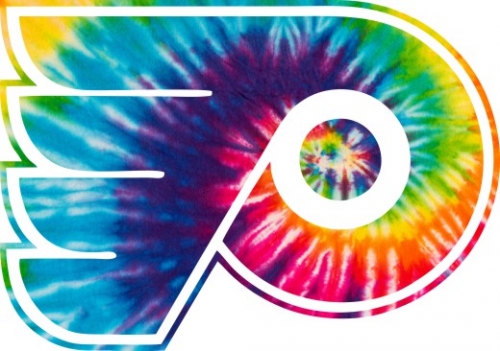 Philadelphia Flyers rainbow spiral tie-dye logo heat sticker
