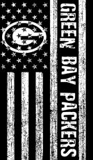 Green Bay Packers Black And White American Flag logo heat sticker