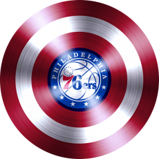 Captain American Shield With Philadelphia 76ers Logo heat sticker