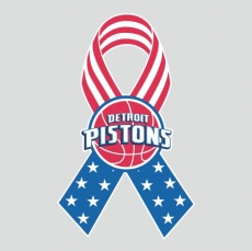 Detroit Pistons Ribbon American Flag logo custom vinyl decal