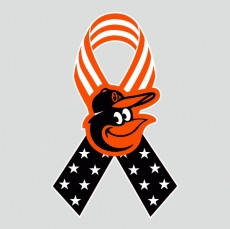 Baltimore Orioles Ribbon American Flag logo heat sticker