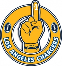 Number One Hand Los Angeles Chargers logo heat sticker