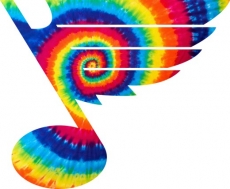 St. Louis Blues rainbow spiral tie-dye logo heat sticker