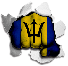Fist Barbados Flag Logo heat sticker