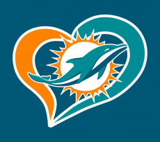 Miami Dolphins Heart Logo custom vinyl decal