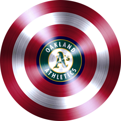 Captain American Shield With Oakland Athletics Logo heat sticker
