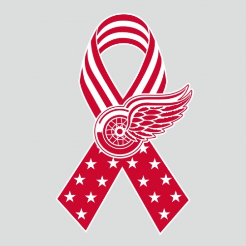 Detroit Red Wings Ribbon American Flag logo custom vinyl decal
