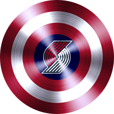 Captain American Shield With Portland Trail Blazers Logo heat sticker