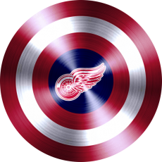 Captain American Shield With Detroit Red Wings Logo heat sticker