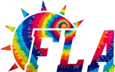 Florida Panthers rainbow spiral tie-dye logo heat sticker