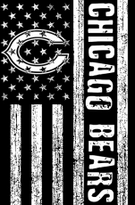 Chicago Bears Black And White American Flag logo heat sticker