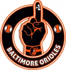 Number One Hand Baltimore Orioles logo heat sticker