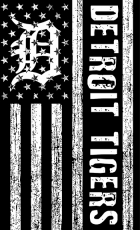 Detroit Tigers Black And White American Flag logo heat sticker