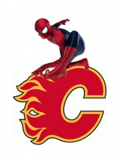 Calgary Flames Spider Man Logo heat sticker